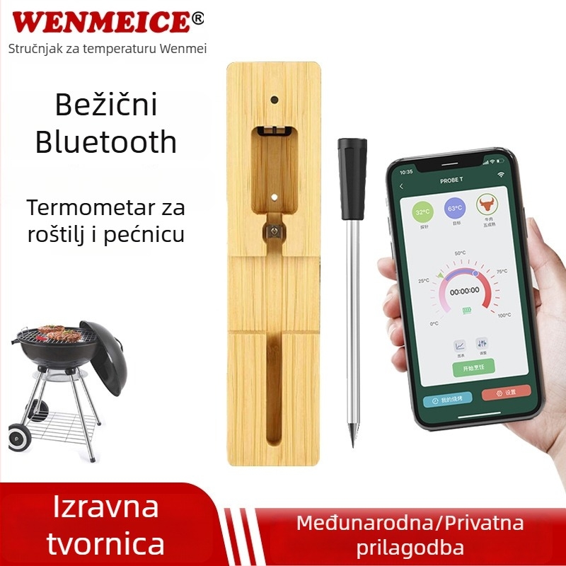 Termometar za meso - vanjski, pametni bežični, digitalni vodootporni termometar za kuhinju i pećnicu, rezolucija 1°C