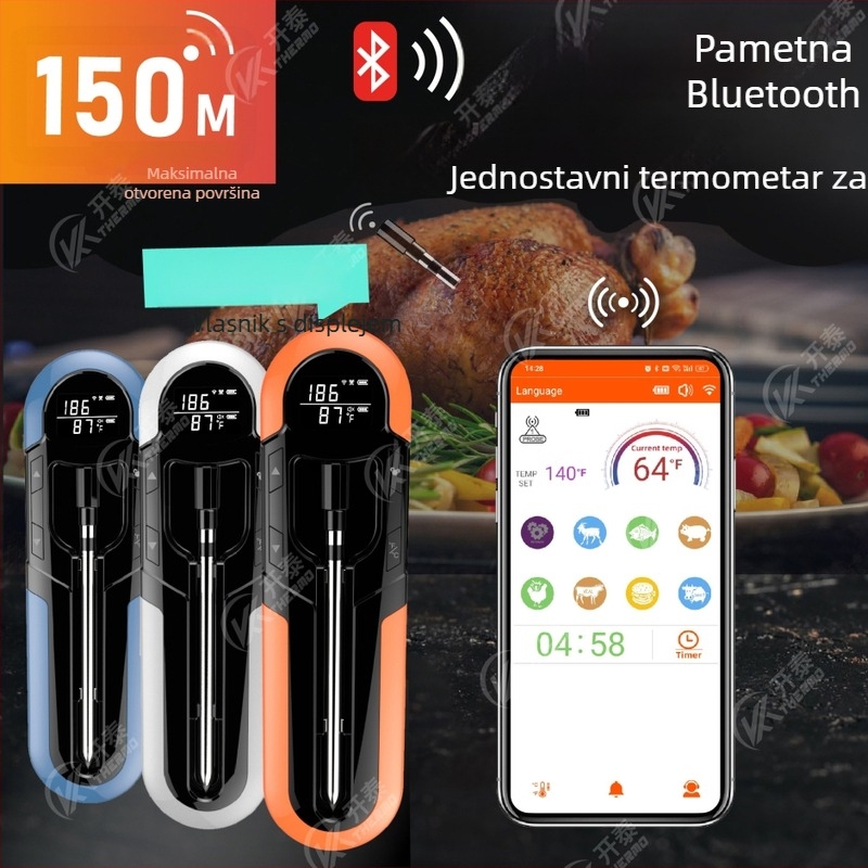 Kaitai termometar za hranu s Bluetoothom i aplikacijom za pametni telefon, 0,1°C rezolucija, za pečenu govedinu