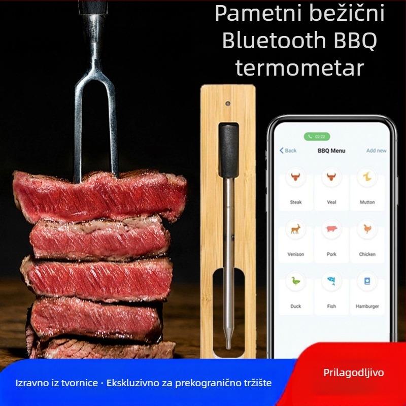 Termometar za meso i pećnicu, bežični Bluetooth, vodootporan, APP podrška, s jednom sondom