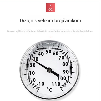 Termometar za hranu od nehrđajućeg čelika, mehanički, s produženom sondom za tekućine, pogodan za kavu i čaj s mlijekom