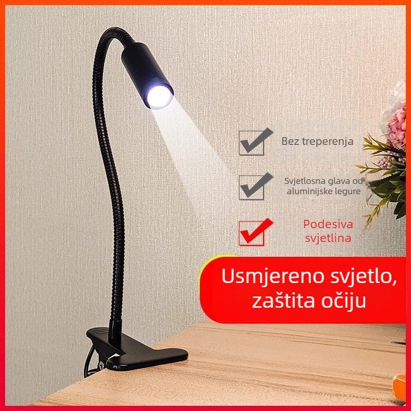 LED klips lampica za stol i krevet s fleksibilnim vratilom, 2–10W, ≤36V, PVC sjenilo, napajanje iz utičnice