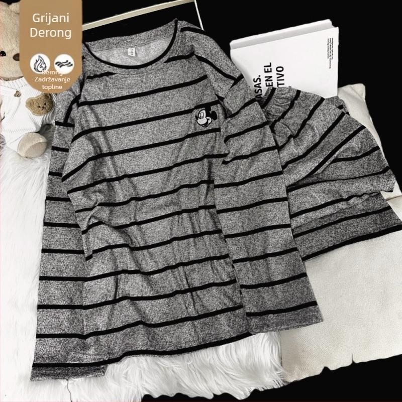 Dvo-djelni set pidžama, 100% poliester, debeo materijal 201-250 g/m², okrugli izrez, dugi rukavi
