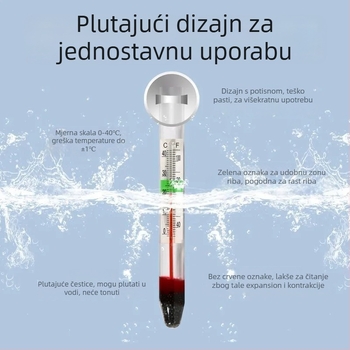 Long He vodeni termometar za akvarij s usisnom – vodootporan ugrađeni dizajn, rezolucija temperature 1°