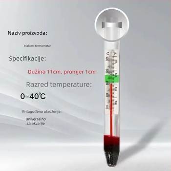 Long He vodeni termometar za akvarij s usisnom – vodootporan ugrađeni dizajn, rezolucija temperature 1°