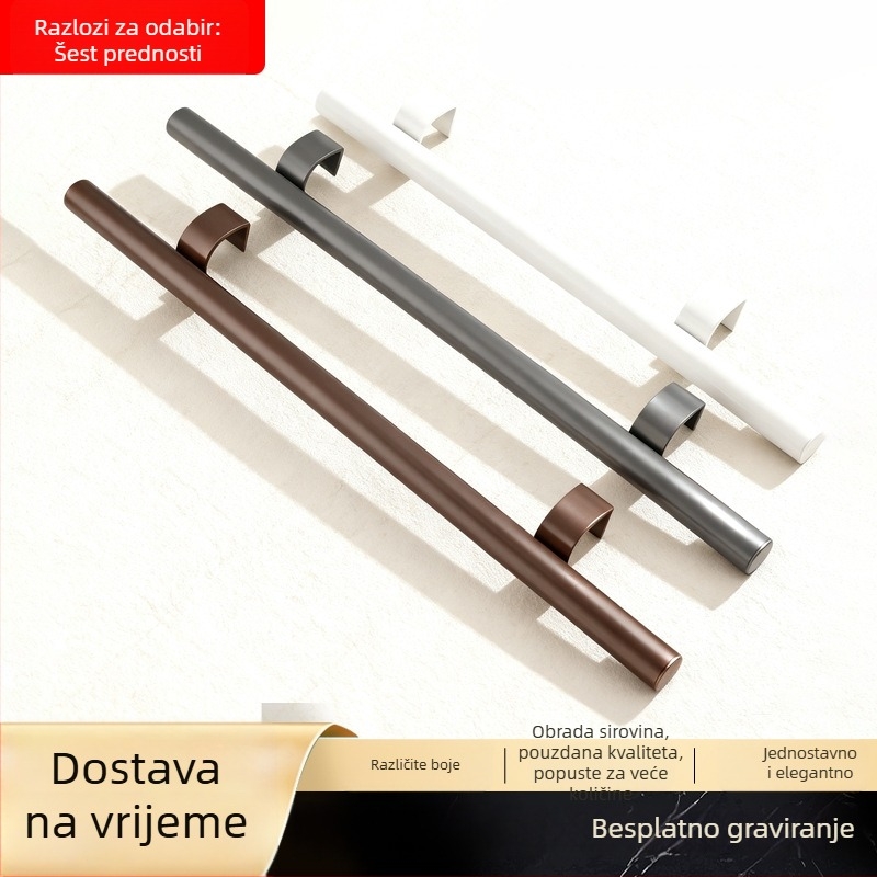 Ručka za vrata od aluminijske legure, kromirani završni sloj, za staklena vrata, središnja montaža na panelu vrata, kombinirana montaža.