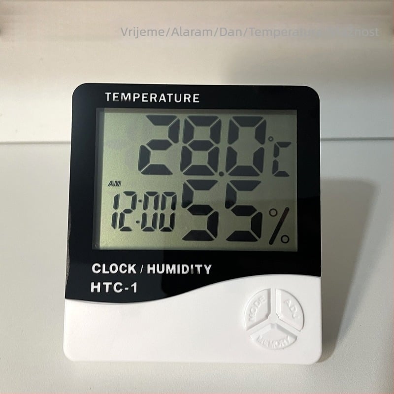 Higrometar s rezolucijom 0,1°C, digitalnim prikazom, porijeklo Guangdong, 150 komada po kutiji, mogućnost prilagodbe