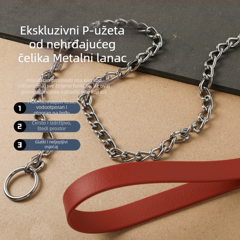 Nehrđajući čelik P-lanac i P-užad za pse, 360° rotacija, sprječavanje zaplitanja, za srednje i velike pse