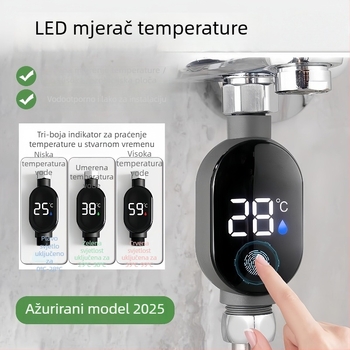 Yuhan tuš termometar s LED zaslonom i termostatom, rezolucija temperature 99