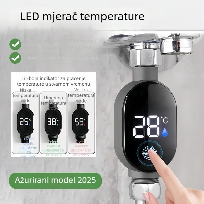 Yuhan tuš termometar s LED zaslonom i termostatom, rezolucija temperature 99