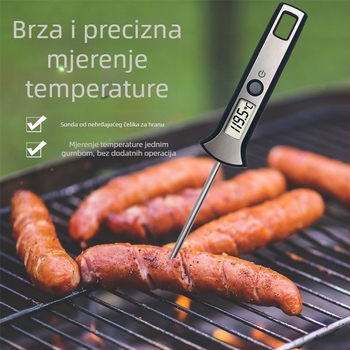 Kuhinjski termometar s sondom promjenjivog promjera za ulje, mlijeko i BBQ – nehrđajući čelik