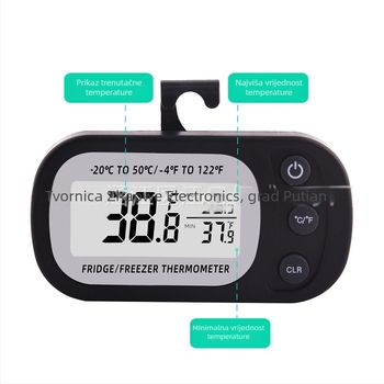 Termometar za hladnjak, digitalni displej, dvostruka skala C/F, rezolucija 0.1°C, HAPCLOCK