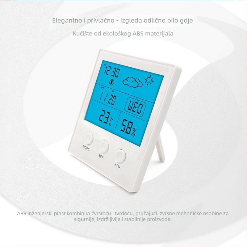 CH-904 Unutarnji mjerni uređaj za temperaturu i vlage s velikim digitalnim zaslonom i alarmom; Razlučivost: temperatura 1°C, vlaga 1% RH