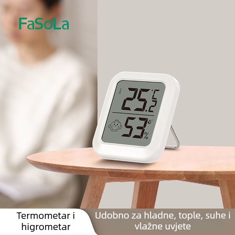 FaSoLa higrometar za unutrašnju upotrebu s zaslonom osmijeha, visokoprecizni elektronički mjerač temperature i vlage (-15°C do 70°C)