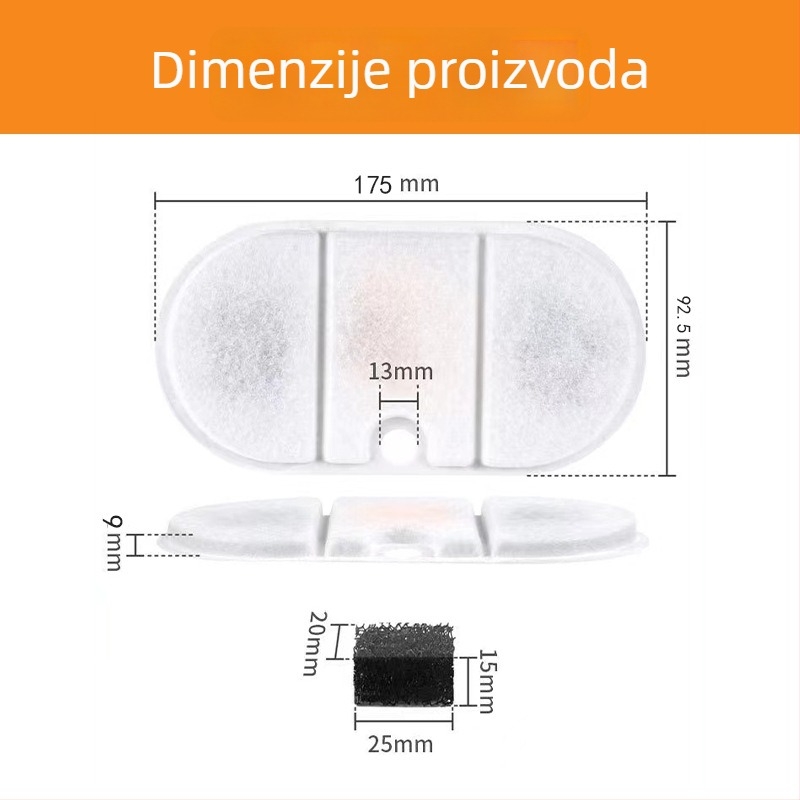 Filter element za posudu za vodu za kućne ljubimce s kokosovom ljuskom aktivnim ugljenom i smolom za omekšavanje vode, 50 g, za pse i mačke, podržava aplikaciju
