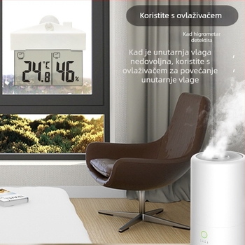 prozorski termometar i higrometar sa vakuumskim čašom, samoljepljiv, unutarnja i vanjska upotreba, rezolucija temperature 1 °C