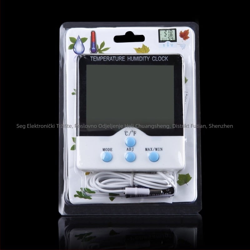 Elektronički sat-termometar s velikim zaslonom, digitalni prikaz temperature i vlage, za unutarnje i vanjske prostore
