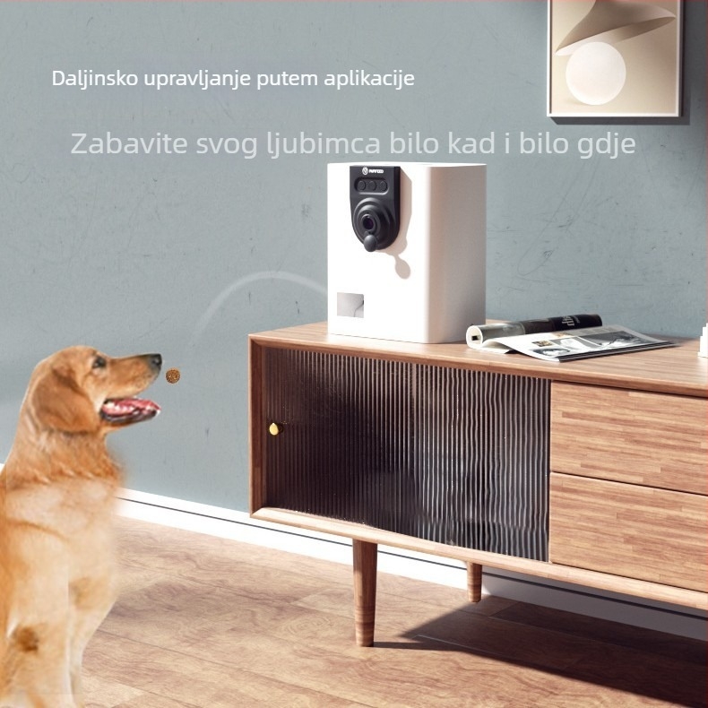 Pametna hranilica za kućne ljubimce s daljinskom aplikacijom i video interakcijom, sustavom nagrađivanja poslasticama i igračkom za borbu protiv dosade.