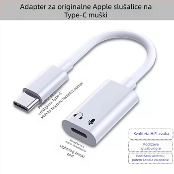 Adapter za slušalice, model 15, kompatibilan s Apple 15 serijom