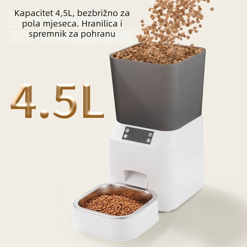 Automatska hranilica za kućne ljubimce s tajmerom i porcioniranjem – model sj027, APP kontrola, odvojiva, pogodna za pse i mačke, težina 1850 g