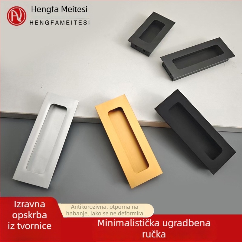 Skrivena tipka ručica za ormariće, model 1315, aluminijska legura, CNC obrade, moderni minimalistički stil, za vrata ormarića