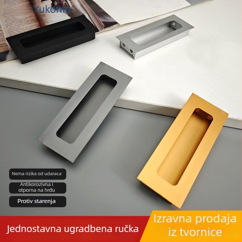 Skrivena tipka ručica za ormariće, model 1315, aluminijska legura, CNC obrade, moderni minimalistički stil, za vrata ormarića