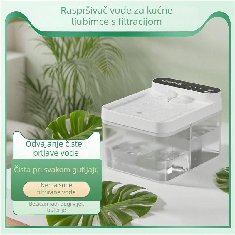 Bežični dispenser za vodu za mačke i pse s konstantnom temperaturom i sustavom pročišćavanja (plastika)