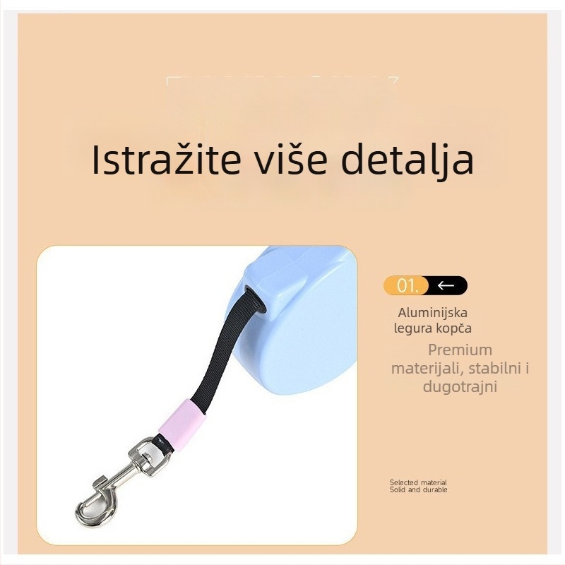 Povodac za mačke i pse, denim materijal, automatsko povlačenje, model PJY-001