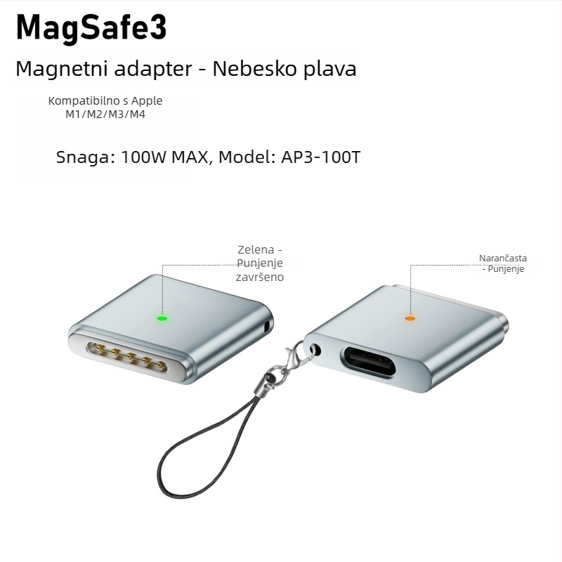 Emmons Type-C na MagSafe 3/2 magnetski adapter za MacBook Pro/Air, Type-C ženski na MagSafe3