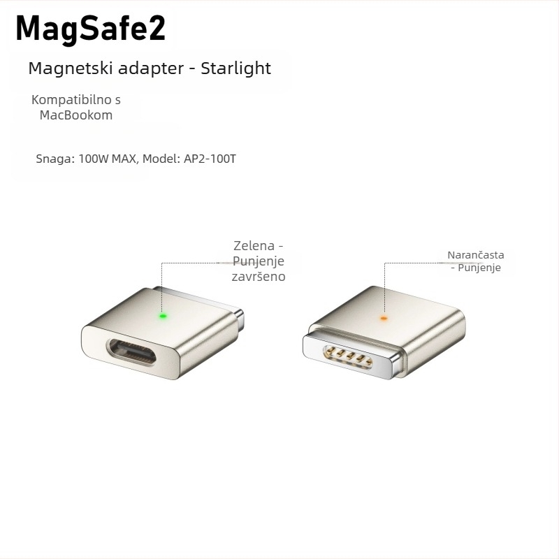 Emmons Type-C na MagSafe 3/2 magnetski adapter za MacBook Pro/Air, Type-C ženski na MagSafe3