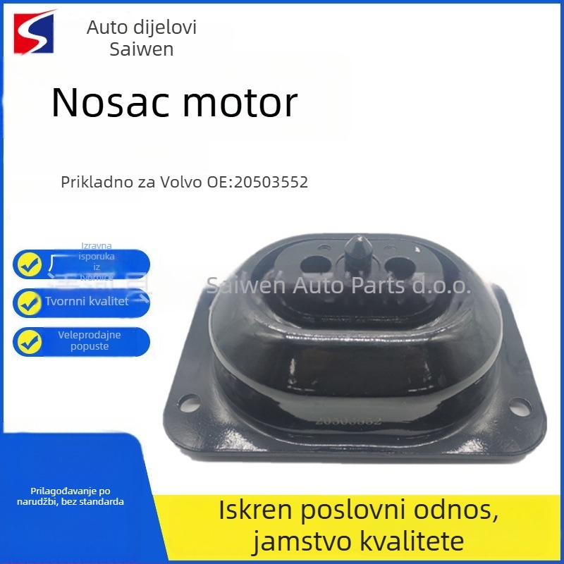 Držač motora Yi Dong, kompatibilan s Volvo Renault motorima; modeli 20503550, 20503551, 20503552, 20503553; OEM brojevi 20503550–20503553; Prilagodba obrade: Da
