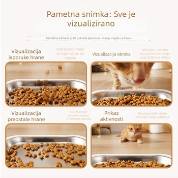 Automatski hranilnik za kućne ljubimce (psi i mačke), upravljanje putem aplikacije, odvojivi spremnik za hranu, težina 2 kg, glasovno i video nadzor, model MV24005