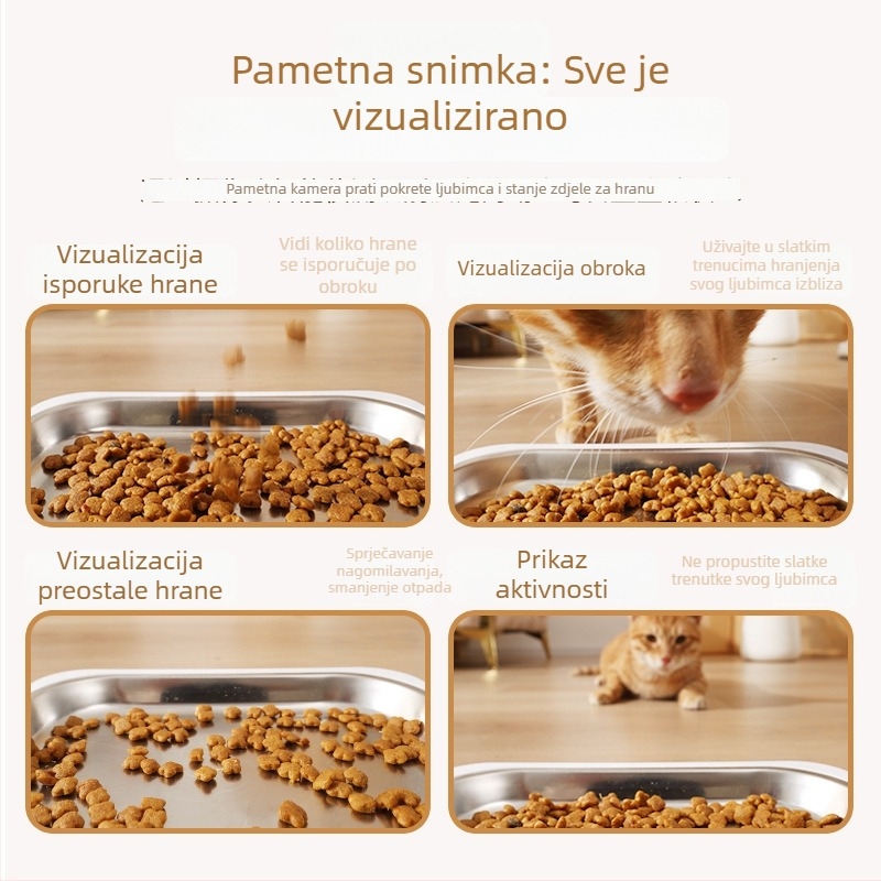Automatski hranilnik za kućne ljubimce (psi i mačke), upravljanje putem aplikacije, odvojivi spremnik za hranu, težina 2 kg, glasovno i video nadzor, model MV24005