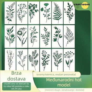 Yehuo Šablona za crtanje divljeg cvijeća — višekratna PET šablona za slikanje, vodootporna i periva (AM-KJ114-18)