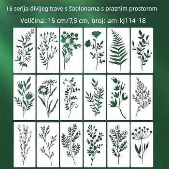 Yehuo Šablona za crtanje divljeg cvijeća — višekratna PET šablona za slikanje, vodootporna i periva (AM-KJ114-18)