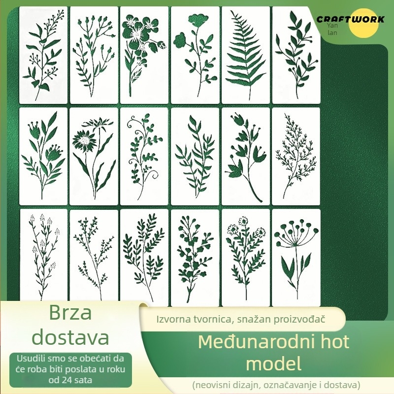 Yehuo Šablona za crtanje divljeg cvijeća — višekratna PET šablona za slikanje, vodootporna i periva (AM-KJ114-18)