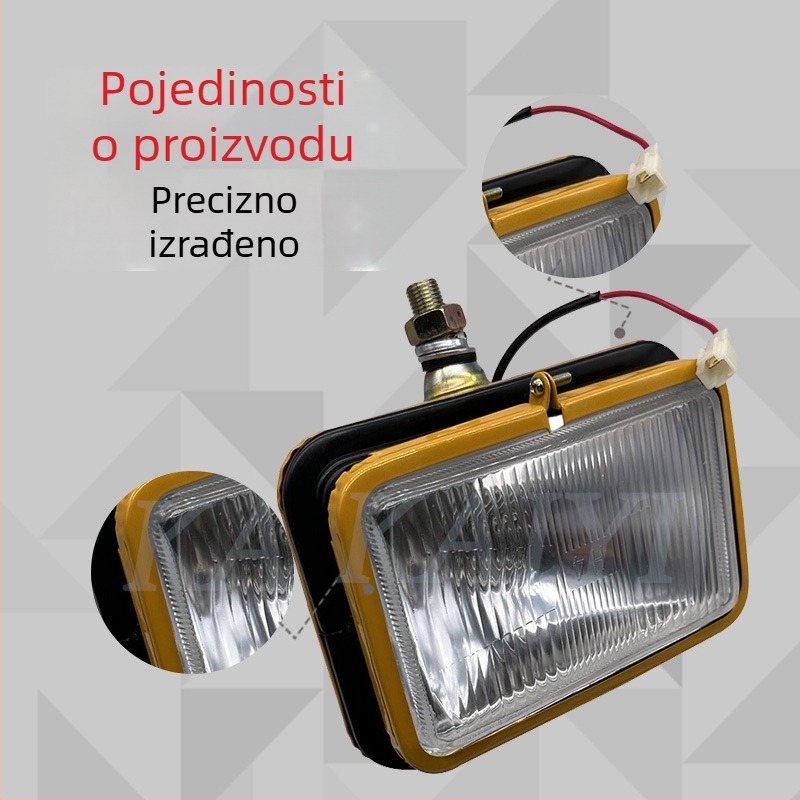 Svjetiljka za iskopač: kvadratna metalna lampa, H4, 24V, svjetlo za kabinu i ramenu