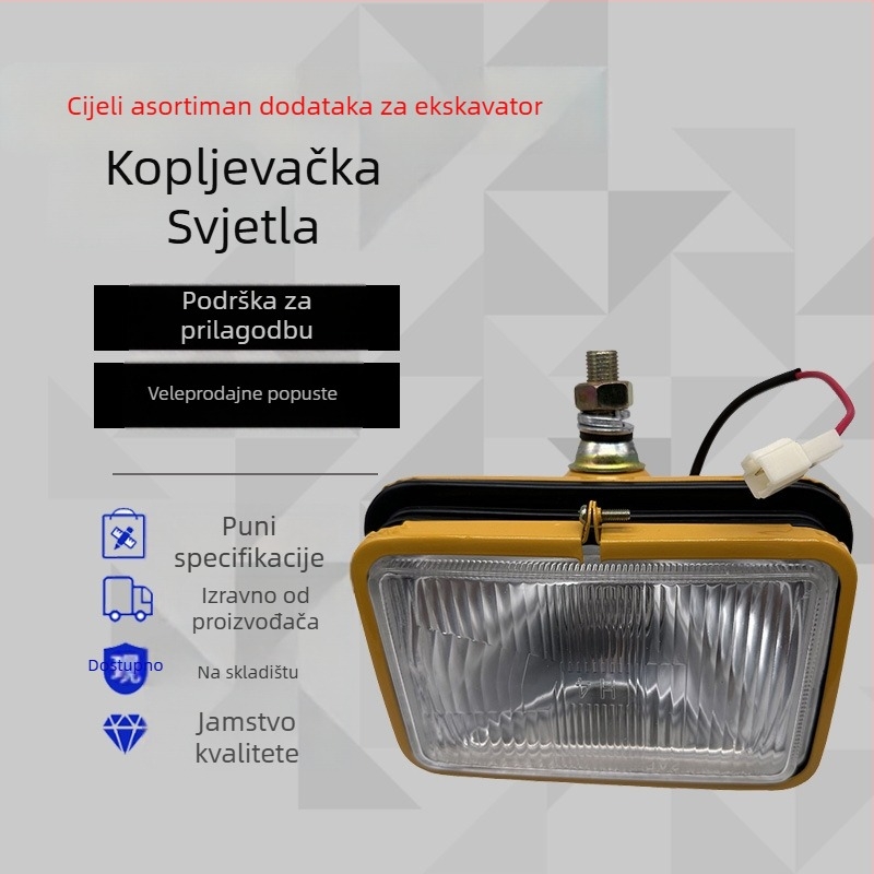 Svjetiljka za iskopač: kvadratna metalna lampa, H4, 24V, svjetlo za kabinu i ramenu