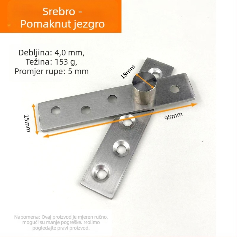 Okov vrata od nehrđajućeg čelika za okretna i skrivena vrata – središnja/ekscentrijska osovina, brušeni završetak, moderni dizajn