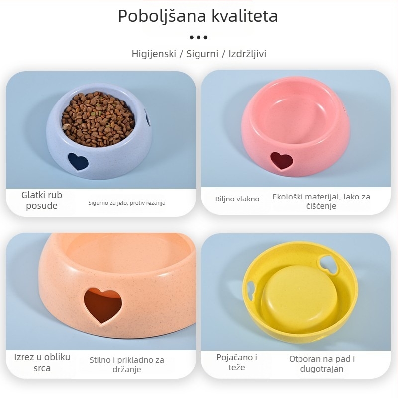 Posuda za hranu za kućne ljubimce s dizajnom protiv prolijevanja za štence i mačke — plastika