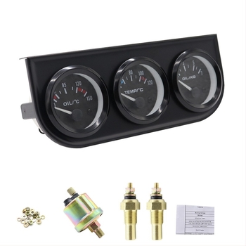 IZTOS B735 3-u-1 automobilski mjerni instrument iz nehrđajućeg čelika: temperatura ulja, temperatura vode, tlak ulja za 12V vozila