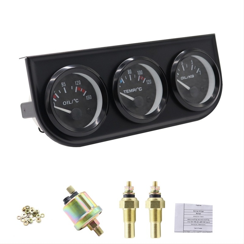IZTOS B735 3-u-1 automobilski mjerni instrument iz nehrđajućeg čelika: temperatura ulja, temperatura vode, tlak ulja za 12V vozila