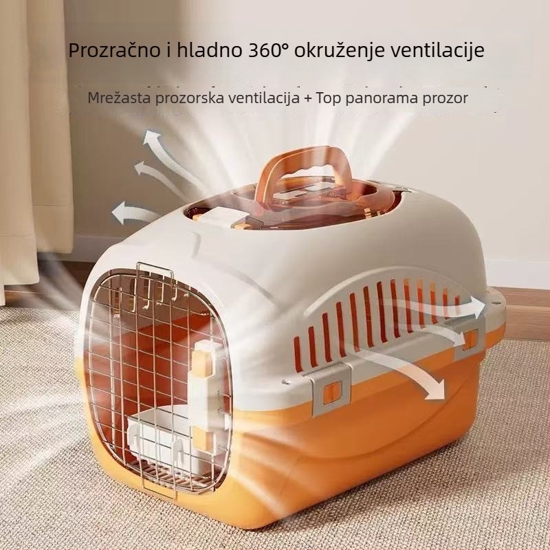 Kutija za prijevoz kućnih ljubimaca za automobil s prozorom na krovu (PP; srednja tvrdoća; 1 kutija; podrijetlo Zhejiang)