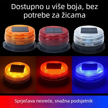 Solarna automobilska svjetiljka na krovu automobila s upozoravajućim signalom i magnetnim držačem