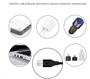 LED krovno svjetlo za automobil s USB projekcijom zvjezdane neba — model Vehicle-mounted gypsophila USB atmosphere light, aluminijsko kućište, 5V, 1W, LED izvor