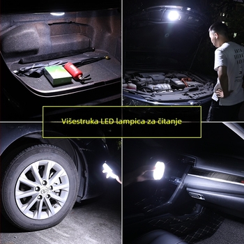 Automobilska unutarnja LED lampica za čitanje, punjiva, magnetsko postavljanje, 4W, 5V, za prednji i stražnji dio unutrašnjosti