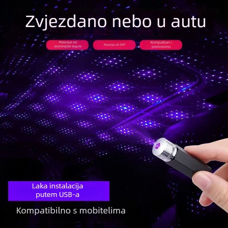 LED svjetlo za unutrašnji krov automobila s projekcijom zvjezdanog neba, model 12, 5V, 3.9W