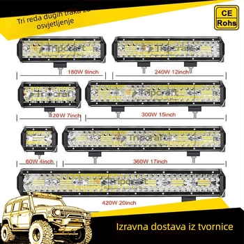 LED automobilske svjetlosne trake za off-road — Tc-653r-120w, 120W, 12/24V, 5000–12000 lm, 5000–6500 K