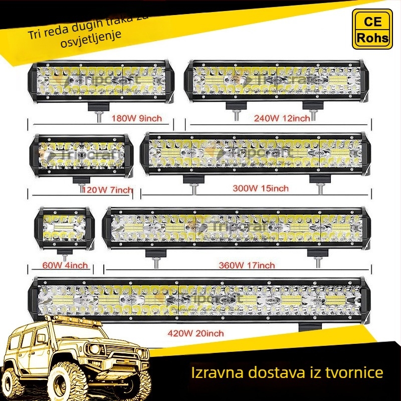 LED automobilske svjetlosne trake za off-road — Tc-653r-120w, 120W, 12/24V, 5000–12000 lm, 5000–6500 K