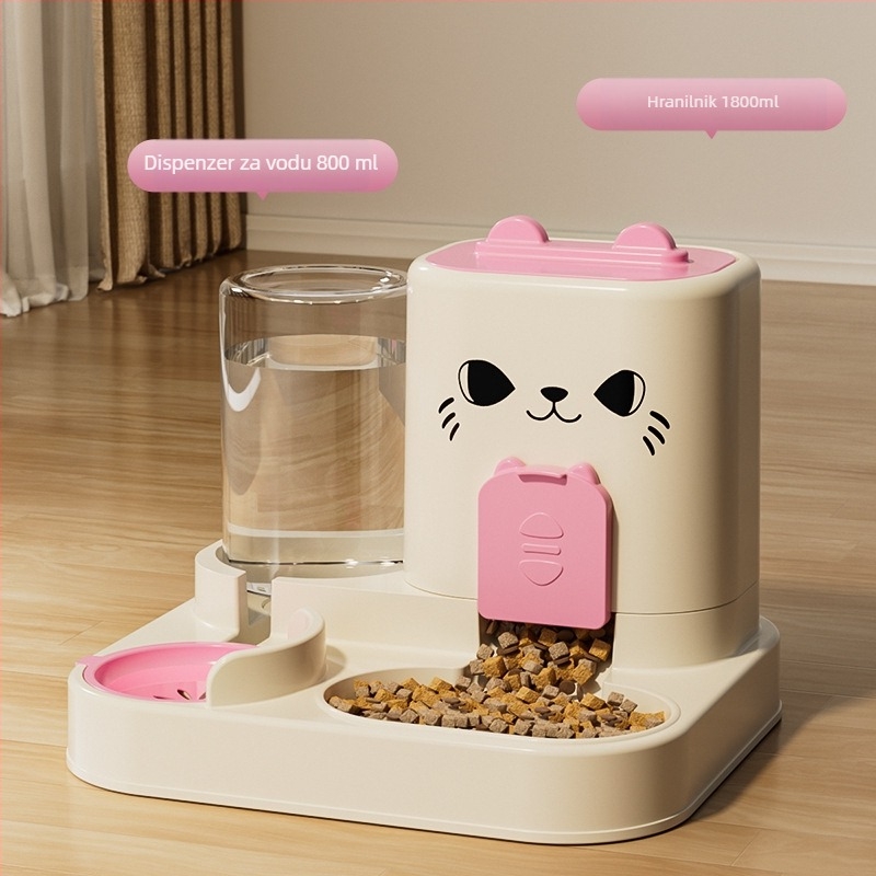 Automatska hranilica za mačke s dozatorom vode — sve-u-jednom, PP materijal, za mačke, 1 kom.