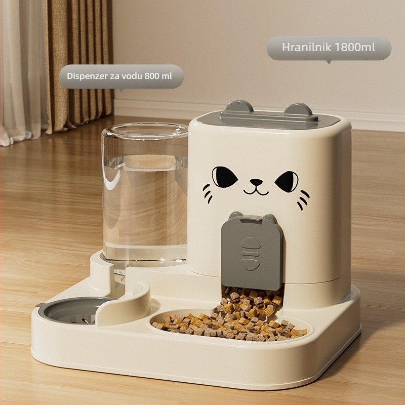 Automatska hranilica za mačke s dozatorom vode — sve-u-jednom, PP materijal, za mačke, 1 kom.